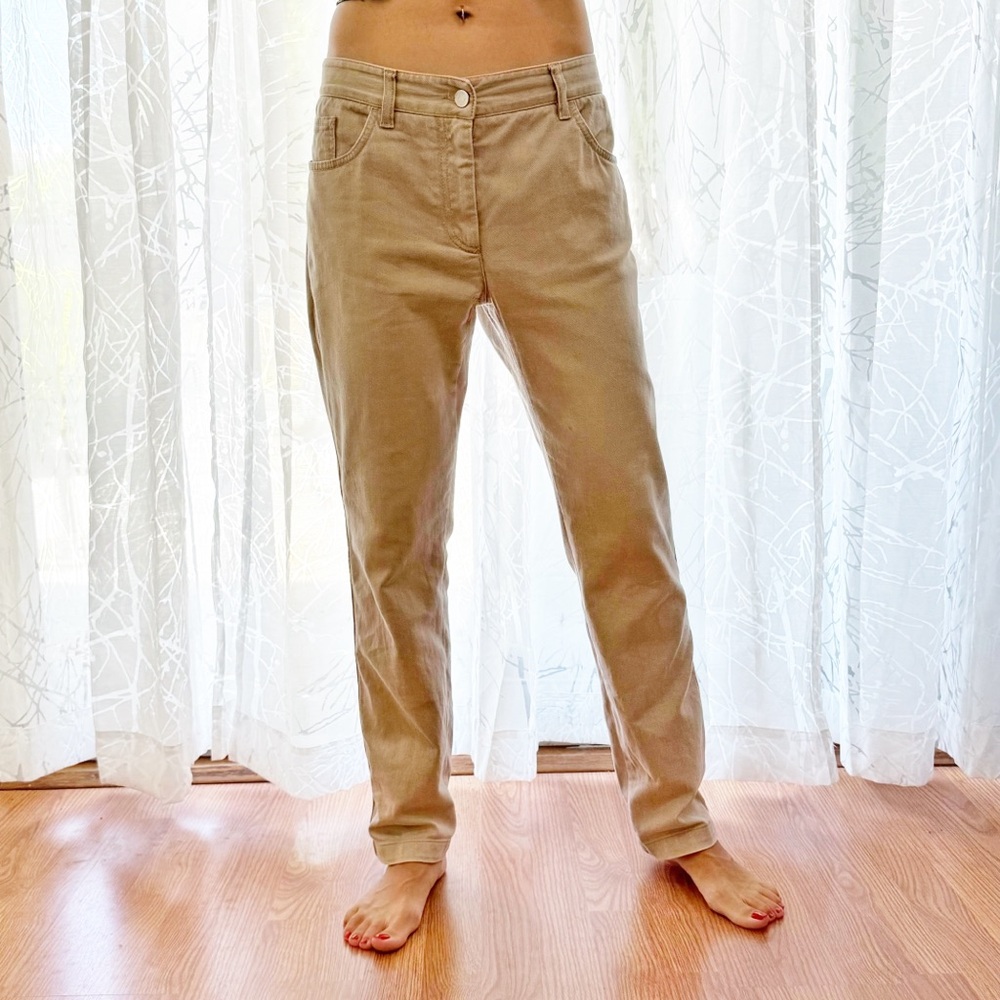 Dolce & Gabbana brown tan khaki high rise waisted straight Leg jeans long pants